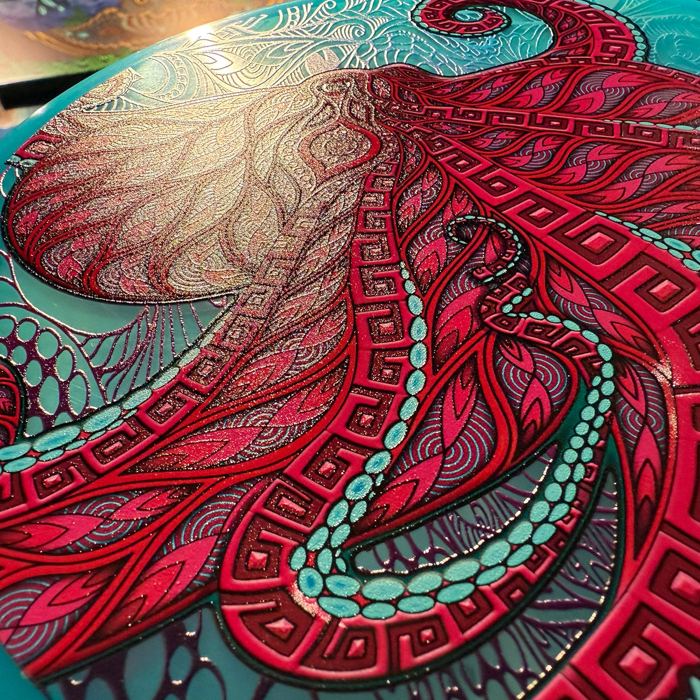 Psychedelic Octopus Canyon Golf Disc | Visionary Art – Phil Lewis Art