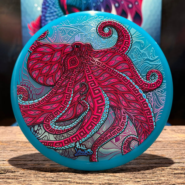 Psychedelic Octopus Canyon Golf Disc | Visionary Art – Phil Lewis Art