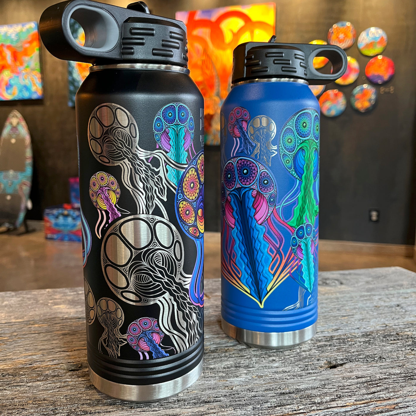 Jellyfish - Laser/UV Combo - 32oz Stainless Steel Flask – Phil