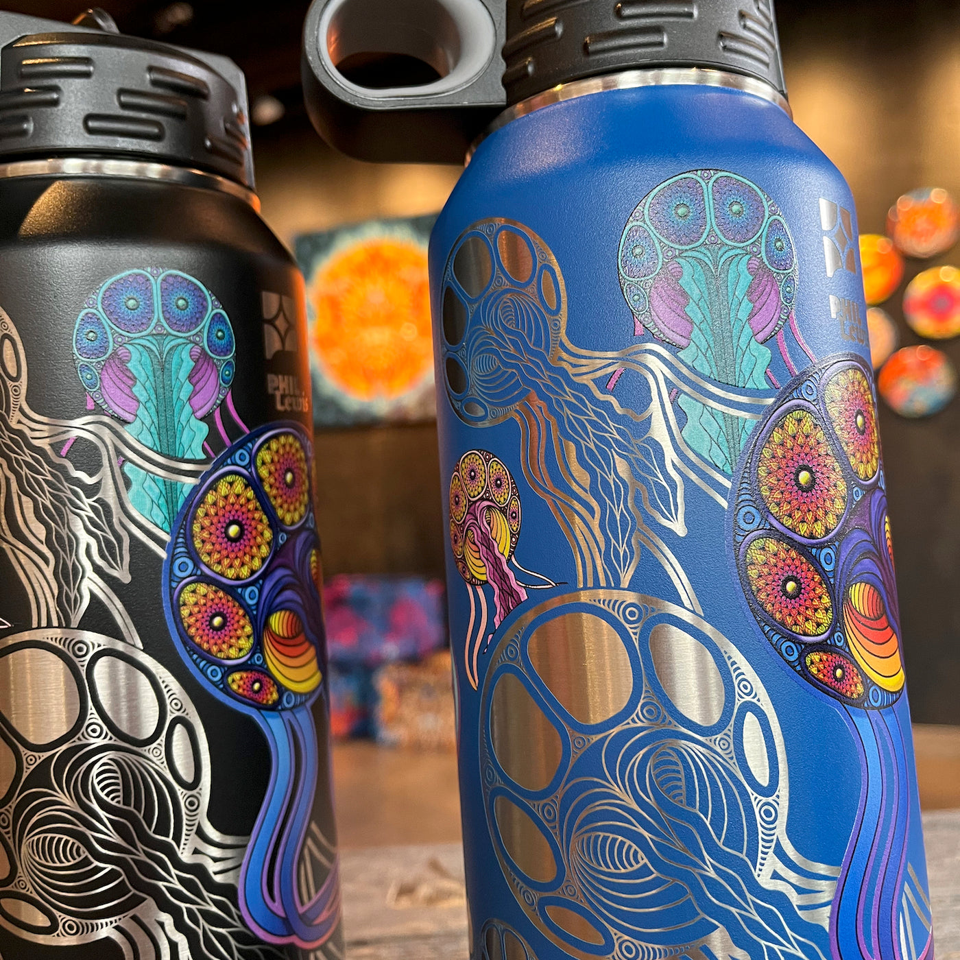 Jellyfish - Laser/UV Combo - 32oz Stainless Steel Flask – Phil