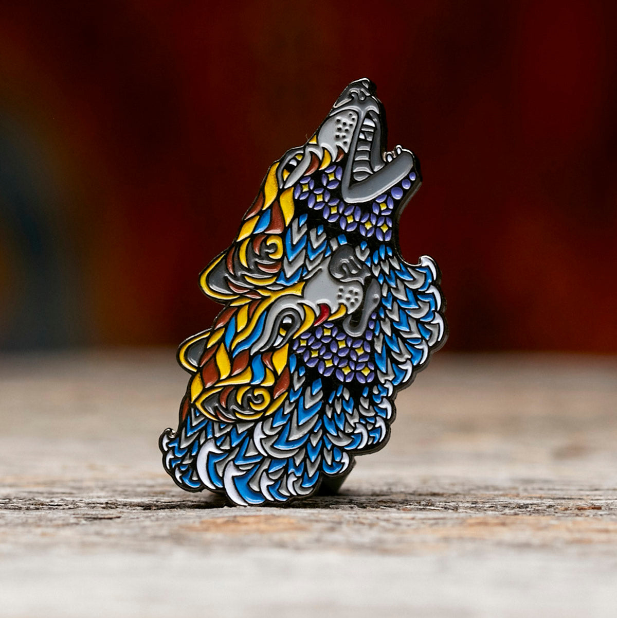 Trippy Wolf Song Pin | Visionary Artwork – Phil Lewis Art