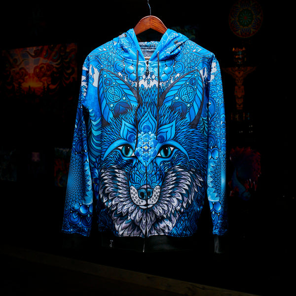 Trippy Ice Fox Hoodie | Spiritual Artwork – Phil Lewis Art