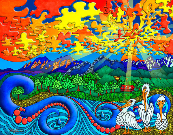 Trippy Boulder Rez Print | Visionary Artwork – Phil Lewis Art